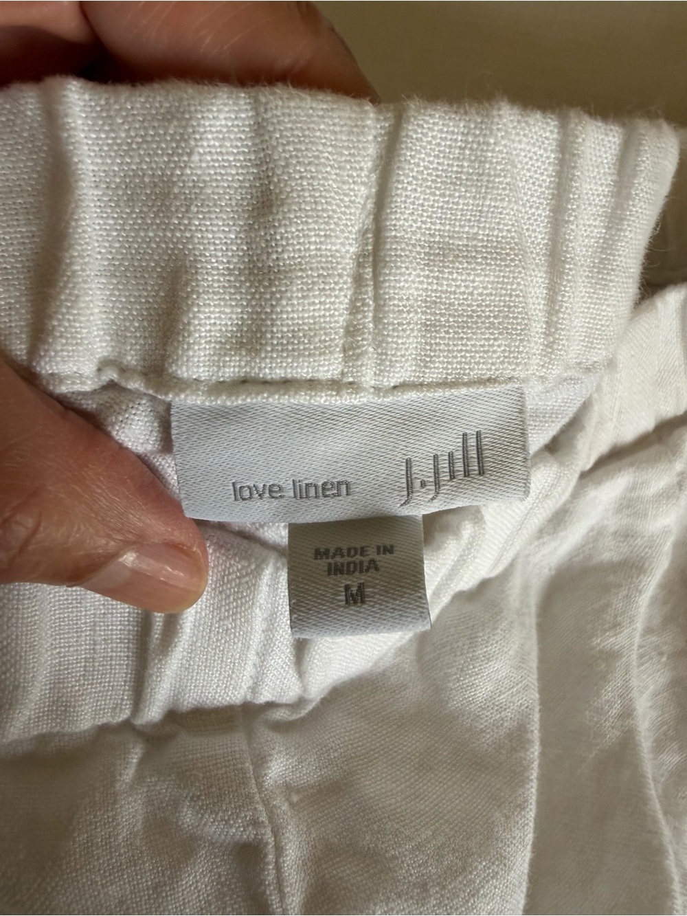 J.Jill 100% Linen White Elastic-Waist Cropped  Pants - Picture 4 of 8